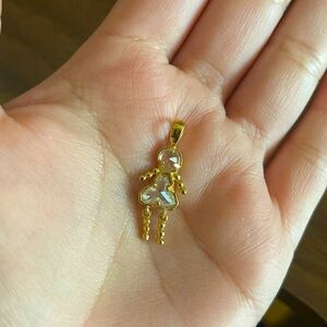 Gold tone kid child cz pendant